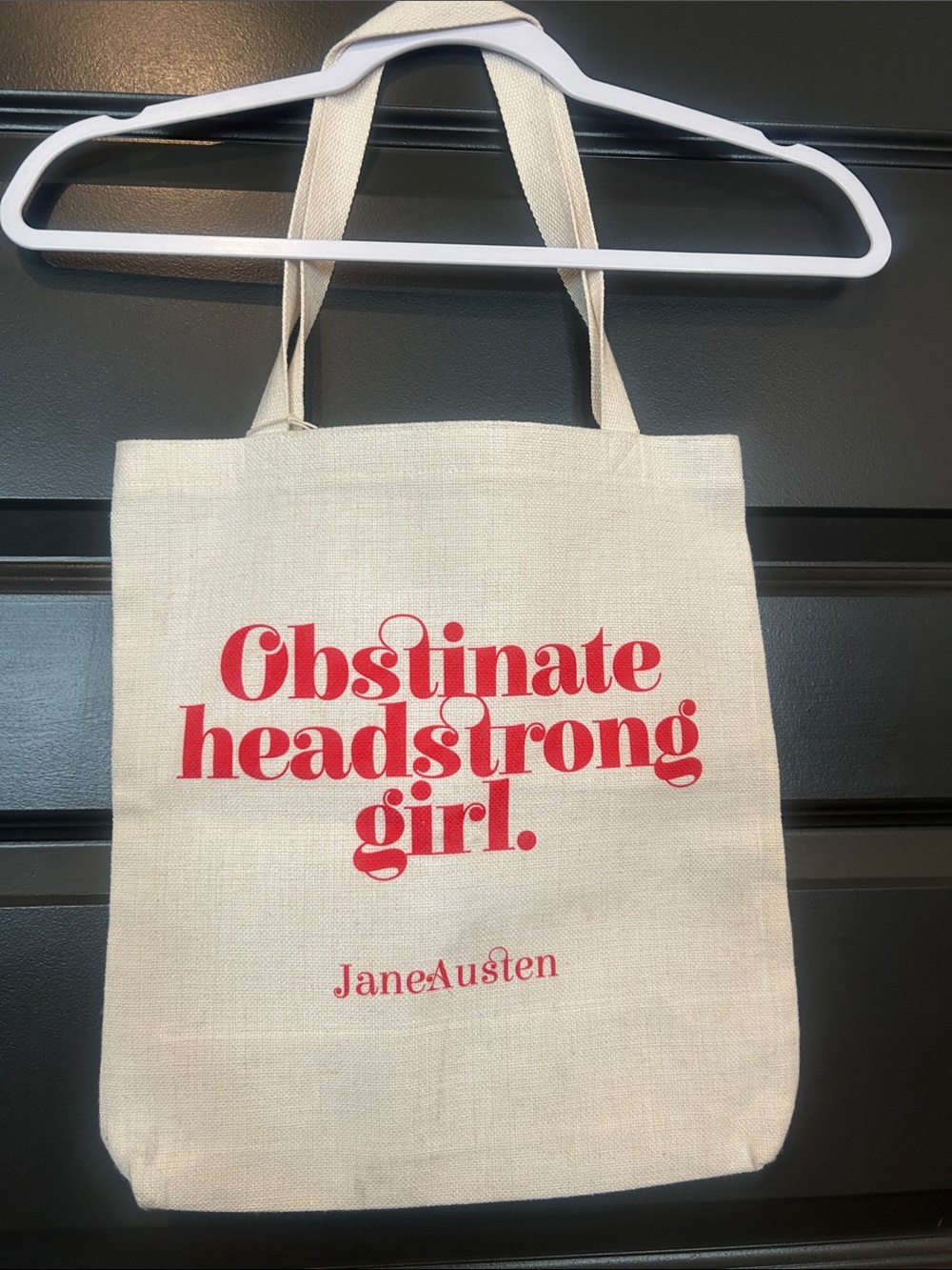 Beige Canvas Tote with Red Lettering - Obstinate Headstrong Girl